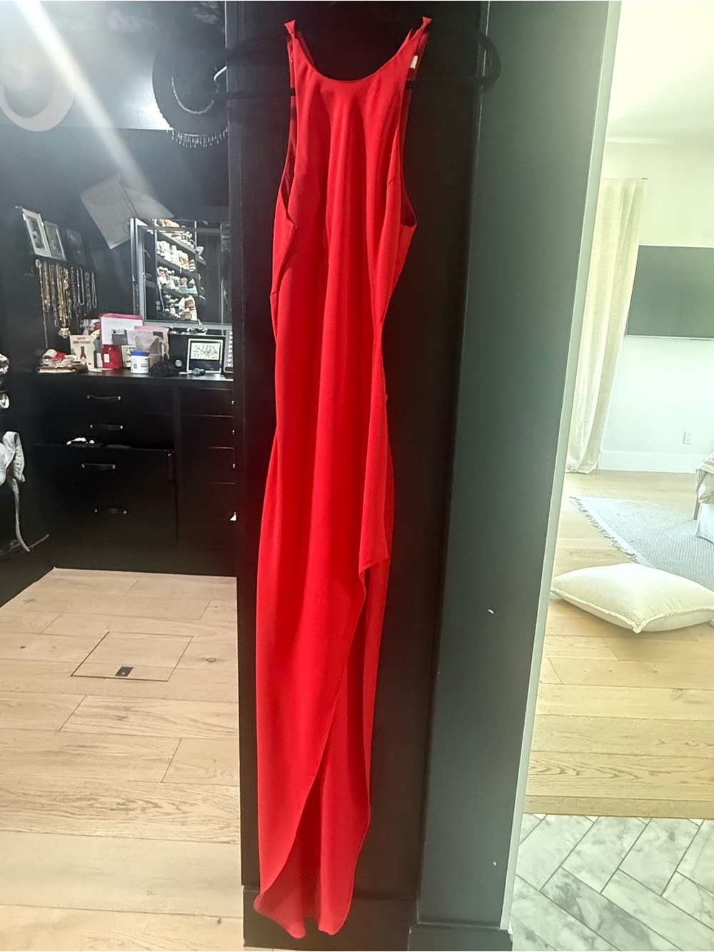 Amanda Uprichard Red Sleeveless Draped Maxi Dress